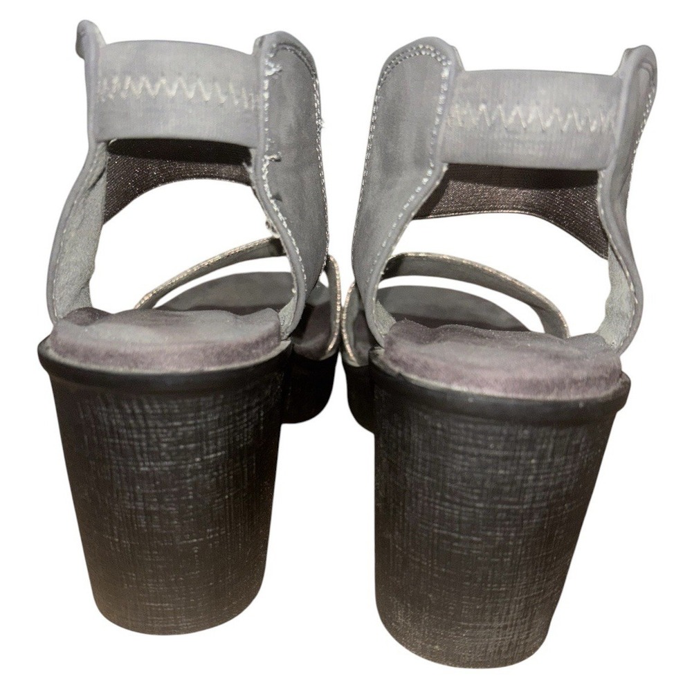 Pierre Dumas Hester Gray Womens 7.5 Metallic Platform Wedge Sandals Comfort Boho - Picture 5 of 8
